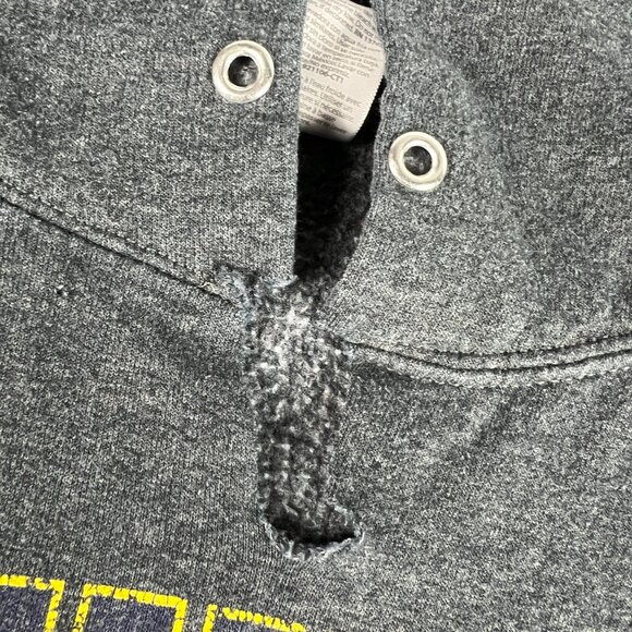 Y2K Jerzees Michigan Wolverines Sweatshirt Medium Dark Grey Distressed Hoodie - Picture 5 of 16